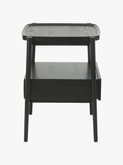 Westwing Mesilla De Noche Con Cajón De Madera De Roble Tony Negro