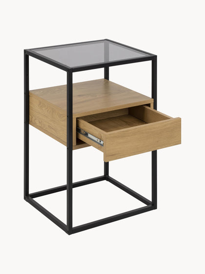 Westwing Mesita De Noche Con Tablero De Vidrio Randolf
