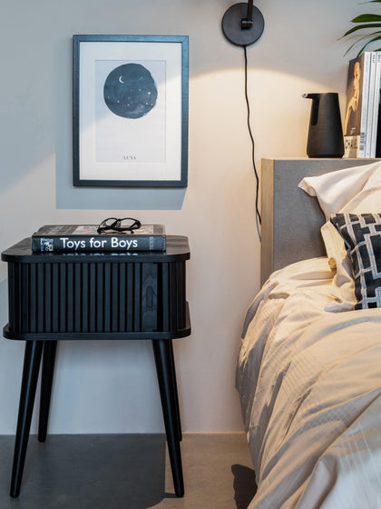 Westwing Mesita De Noche De Madera Barbier Puerta Corredera