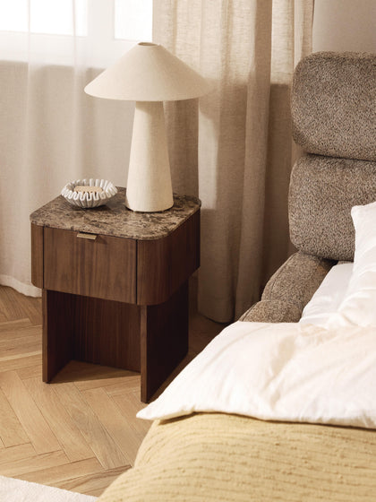 Westwing Mesita De Noche De Madera Con Tablero De Mármol Zumi