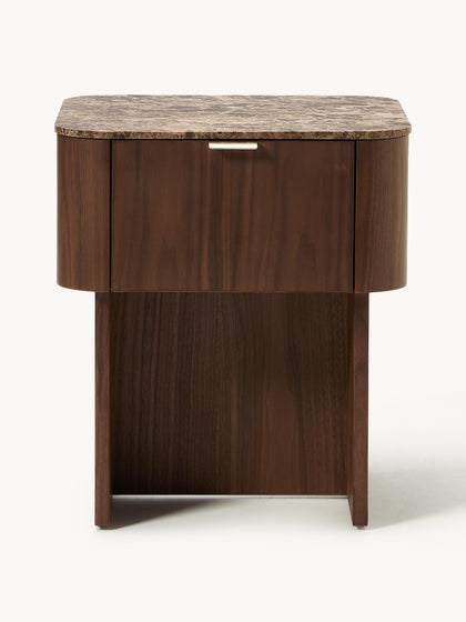 Westwing Mesita De Noche De Madera Con Tablero De Mármol Zumi