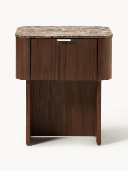 Westwing Mesita De Noche De Madera Con Tablero De Mármol Zumi