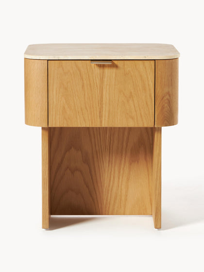 Westwing Mesita De Noche De Madera Con Tablero De Mármol Zumi