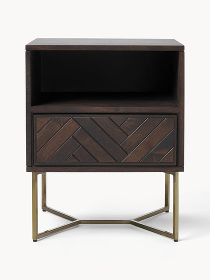 Westwing Mesita De Noche De Madera De Mango Con Diseño Espiga Luca