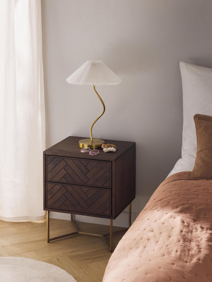 Westwing Mesita De Noche De Madera De Mango Con Diseño Espiga Luca