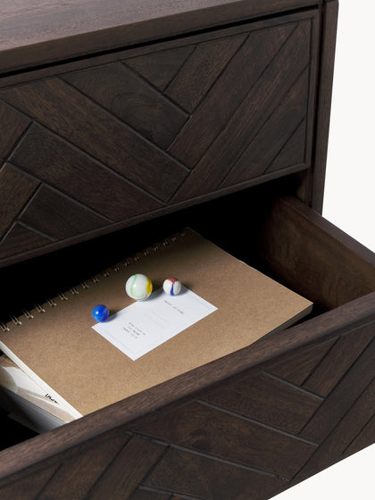 Westwing Mesita De Noche De Madera De Mango Con Diseño Espiga Luca