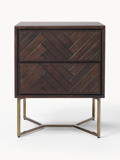 Westwing Mesita De Noche De Madera De Mango Con Diseño Espiga Luca