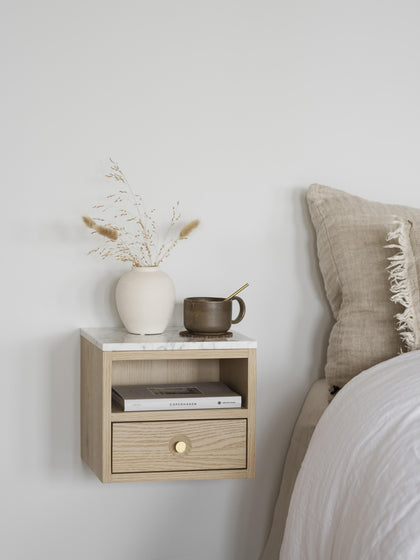 Westwing Mesita De Noche De Pared Con Tablero De Mármol Whitmore