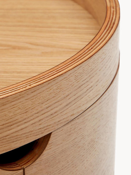 Westwing Mesita De Noche Redonda De Madera De Eucalipto Con Espacio De Almacenamiento Octavia