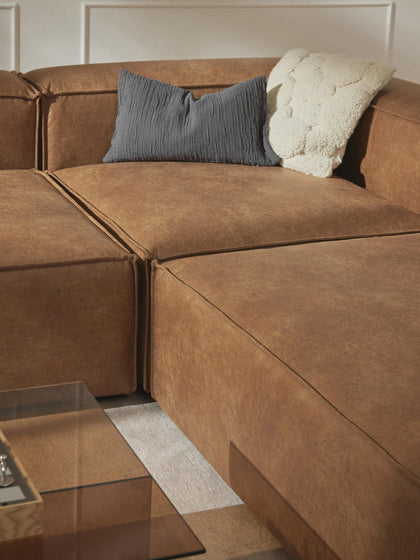 Westwing Módulo De Esquina Sofá De Cuero Reciclado Lennon