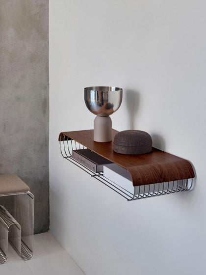 Westwing Panel Para Estante De Pared De Madera De Nogal Curva