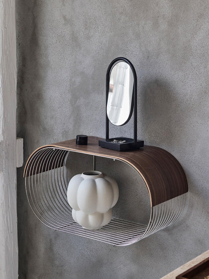 Westwing Panel Para Estante De Pared De Madera De Nogal Curva