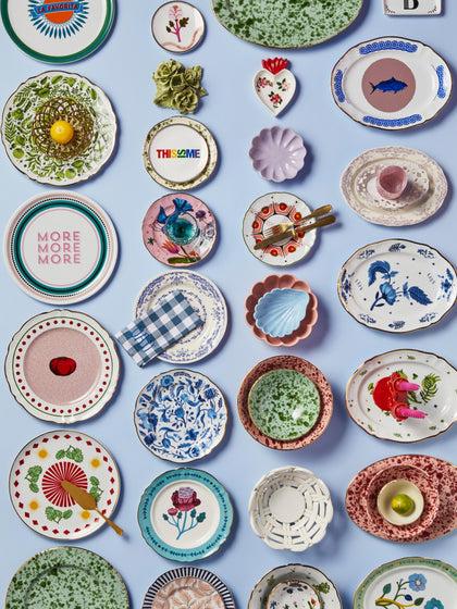 Westwing Plato Llano Artesanal De Porcelana Geranium
