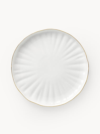 Westwing Platos postre de porcelana con relieves Sali 2 uds