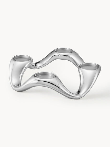 Westwing Portavela de acero inoxidable con forma orgánica Cobra