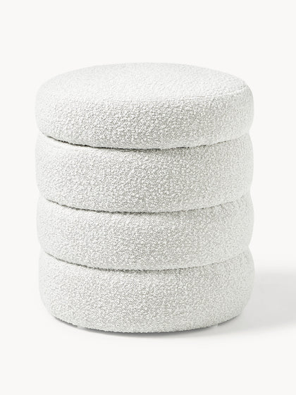 Westwing Puf en tejido bouclé con espacio de almacenamiento Alto