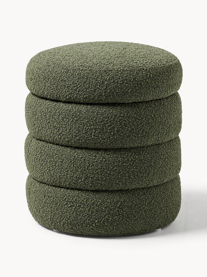 Westwing Puf en tejido bouclé con espacio de almacenamiento Alto
