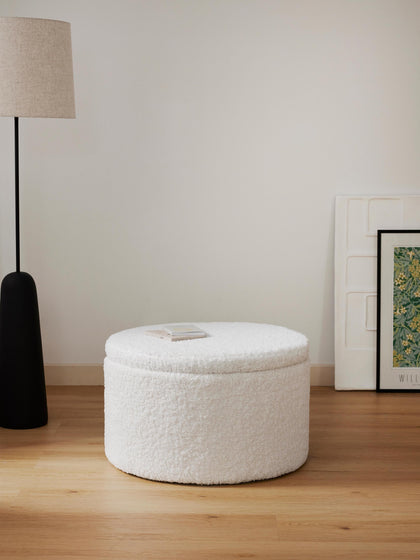 Westwing Puf Grande De Borreguillo Con Espacio De Almacenamiento Alida