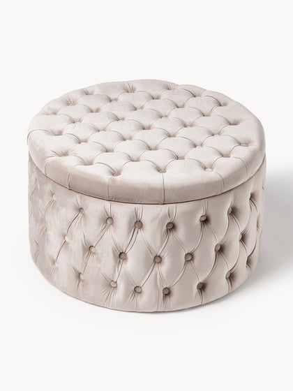 Westwing Puf Grande De Terciopelo Chiara Con Espacio De Almacenamiento