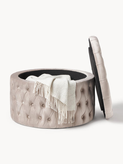 Westwing Puf Grande De Terciopelo Chiara Con Espacio De Almacenamiento