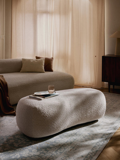 Westwing Puf Reposapiés Grande De Borreguillo Bouclé Alba