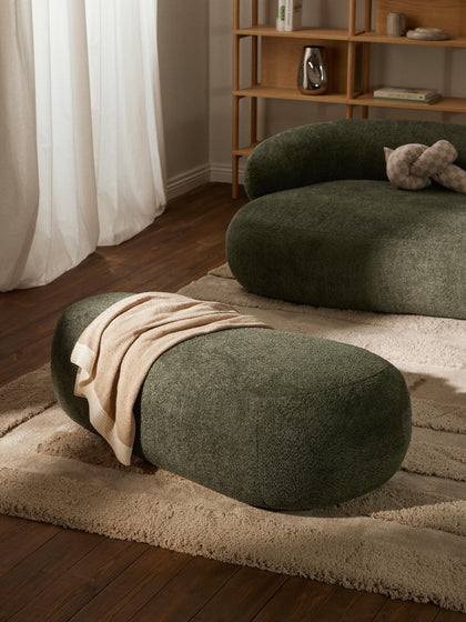 Westwing Puf Reposapiés Grande De Borreguillo Bouclé Alba