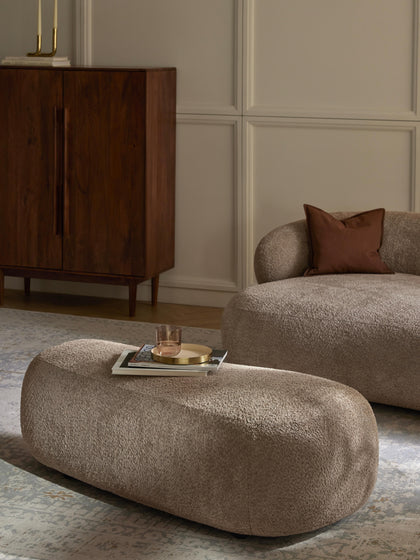 Westwing Puf Reposapiés Grande De Borreguillo Bouclé Alba