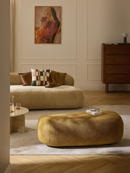 Westwing Puf Reposapiés Grande De Borreguillo Bouclé Alba