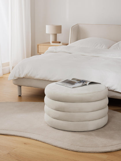 Westwing Puf Reposapiés Grande De Terciopelo Con Espacio De Almacenamiento Alto