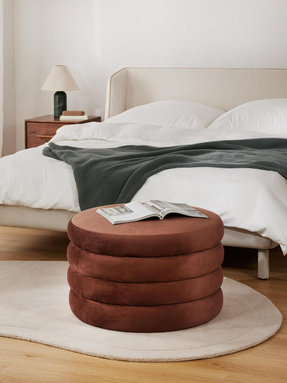 Westwing Puf Reposapiés Grande De Terciopelo Con Espacio De Almacenamiento Alto