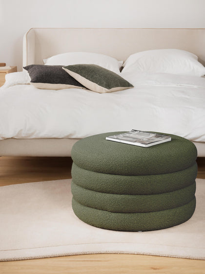 Westwing Puf Reposapiés Grande En Tejido Bouclé Con Espacio De Almacenamiento Alto