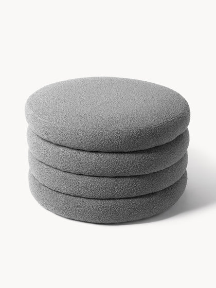 Westwing Puf Reposapiés Grande En Tejido Bouclé Con Espacio De Almacenamiento Alto