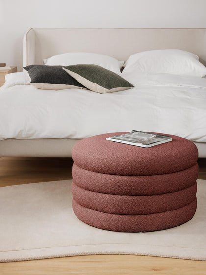 Westwing Puf Reposapiés Grande En Tejido Bouclé Con Espacio De Almacenamiento Alto
