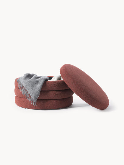 Westwing Puf Reposapiés Grande En Tejido Bouclé Con Espacio De Almacenamiento Alto