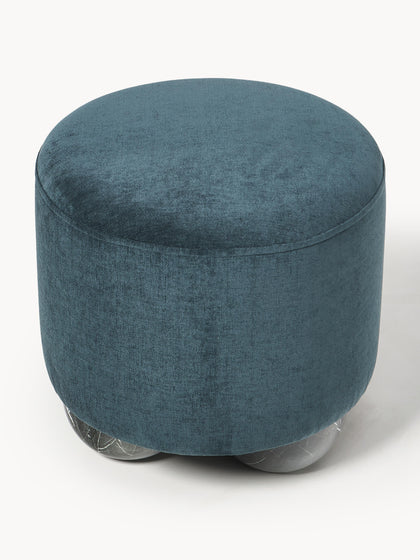 Westwing Puf Reposapiés Tapizado Con Patas De Bola De Mármol Lino