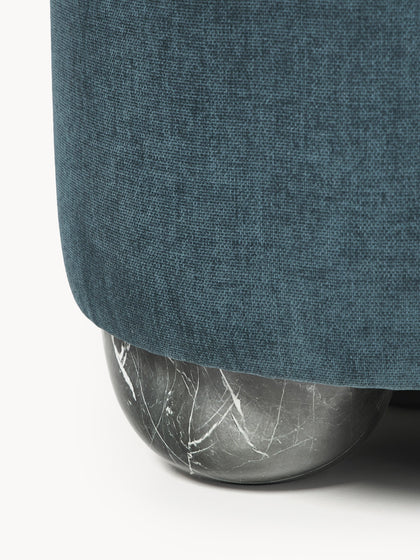 Westwing Puf Reposapiés Tapizado Con Patas De Bola De Mármol Lino