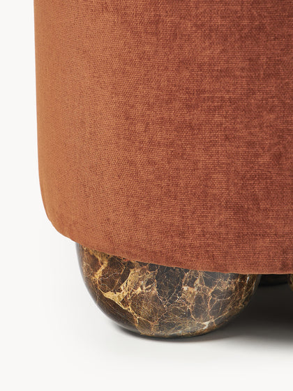 Westwing Puf Reposapiés Tapizado Con Patas De Bola De Mármol Lino