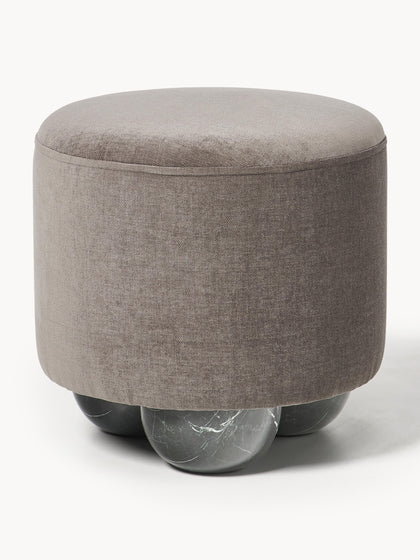 Westwing Puf Reposapiés Tapizado Con Patas En Look De Mármol Lino