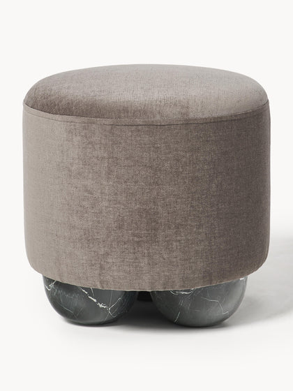 Westwing Puf reposapiés tapizado con patas en look de mármol Lino