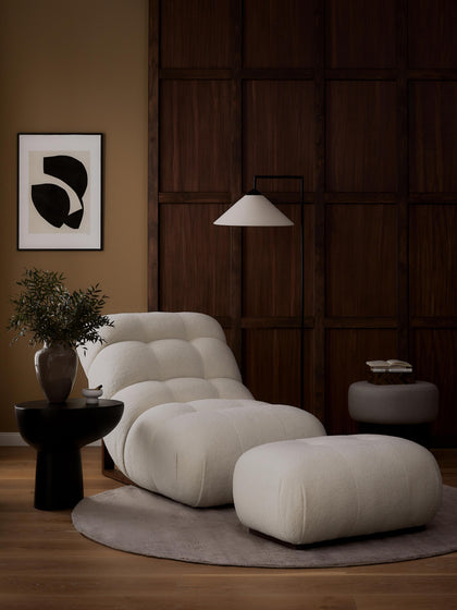 Westwing Puf Reposapiés Tapizado En Borreguillo Stanley