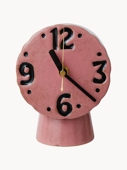 Westwing Reloj de mesa de cerámica pintado a mano Retro