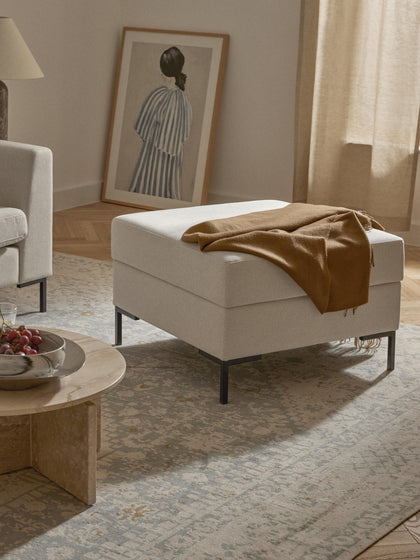 Westwing Reposapiés Puf Con Espacio De Almacenamiento Luna