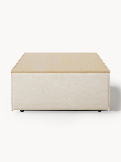 Westwing Reposapiés Puf De Mezcla De Lino Con Espacio De Almacenamiento Lennon