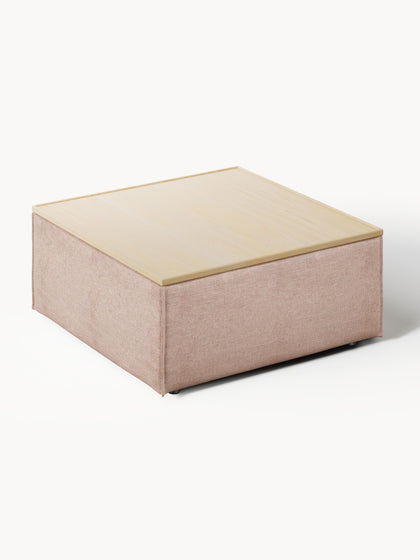 Westwing Reposapiés Puf De Mezcla De Lino Con Espacio De Almacenamiento Lennon