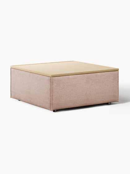 Westwing Reposapiés puf de mezcla de lino con espacio de almacenamiento Lennon