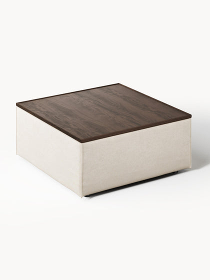 Westwing Reposapiés Puf De Mezcla De Lino Con Espacio De Almacenamiento Lennon