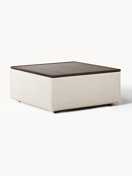 Westwing Reposapiés puf de mezcla de lino con espacio de almacenamiento Lennon