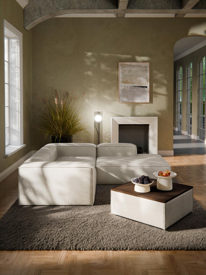 Westwing Reposapiés Puf De Mezcla De Lino Con Espacio De Almacenamiento Lennon