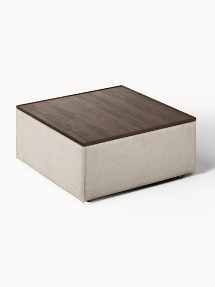 Westwing Reposapiés Puf De Mezcla De Lino Con Espacio De Almacenamiento Lennon