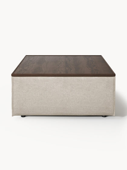 Westwing Reposapiés Puf De Mezcla De Lino Con Espacio De Almacenamiento Lennon